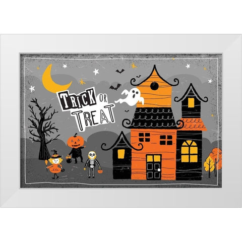 Trick or Treat White Modern Wood Framed Art Print by ND Art