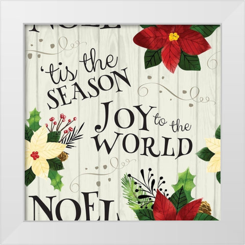 Pretty Poinsettias Pattern IV White Modern Wood Framed Art Print by ND Art