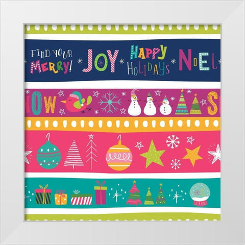 Holiday Joy Pattern I White Modern Wood Framed Art Print by ND Art