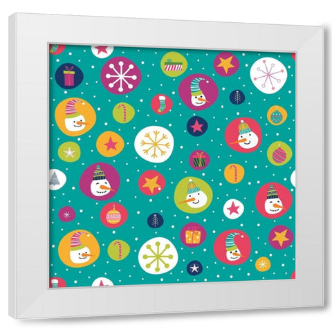 Holiday Joy Pattern II White Modern Wood Framed Art Print by ND Art
