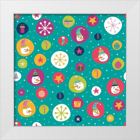 Holiday Joy Pattern II White Modern Wood Framed Art Print by ND Art