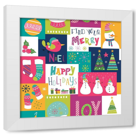 Holiday Joy Pattern III White Modern Wood Framed Art Print by ND Art