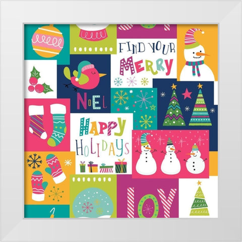 Holiday Joy Pattern III White Modern Wood Framed Art Print by ND Art