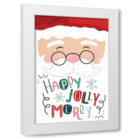 Happy Jolly Merry White Modern Wood Framed Art Print by ND Art