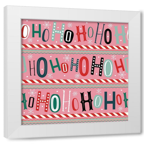 Happy Jolly Merry Pattern IV White Modern Wood Framed Art Print by ND Art