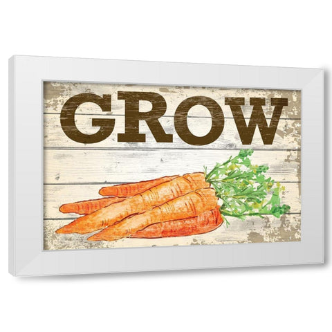Grow White Modern Wood Framed Art Print by ND Art