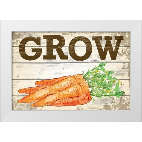Grow White Modern Wood Framed Art Print by ND Art
