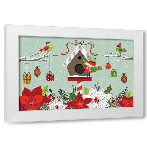 Festive Feathers White Modern Wood Framed Art Print by ND Art