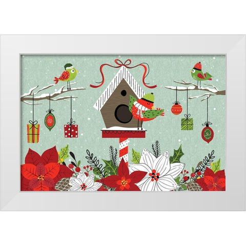 Festive Feathers White Modern Wood Framed Art Print by ND Art