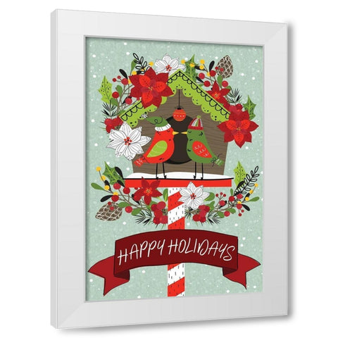 Festive Feathers III White Modern Wood Framed Art Print by ND Art