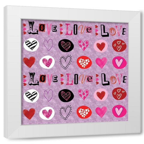 Love Love Love Pattern III White Modern Wood Framed Art Print by ND Art