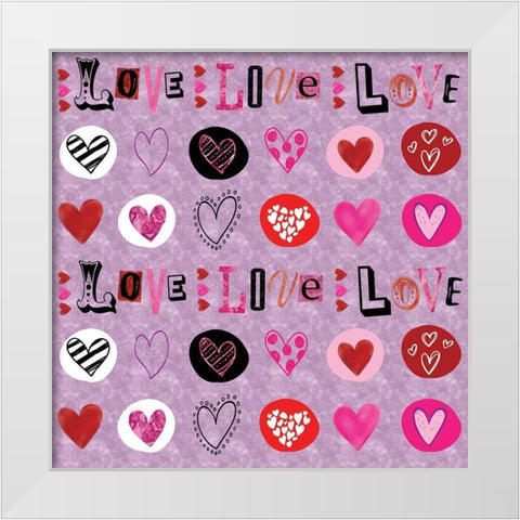 Love Love Love Pattern III White Modern Wood Framed Art Print by ND Art