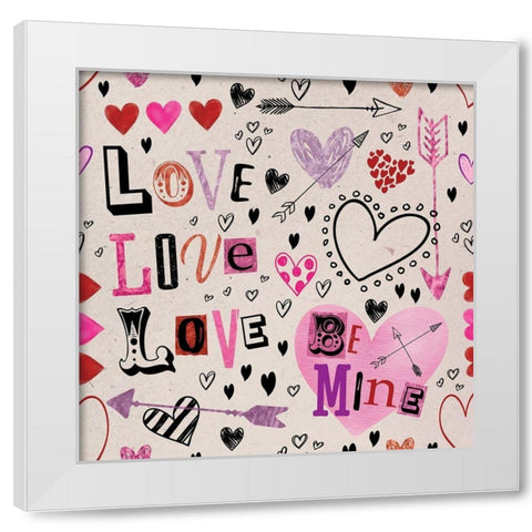 Love Love Love Pattern IV White Modern Wood Framed Art Print by ND Art