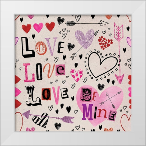 Love Love Love Pattern IV White Modern Wood Framed Art Print by ND Art