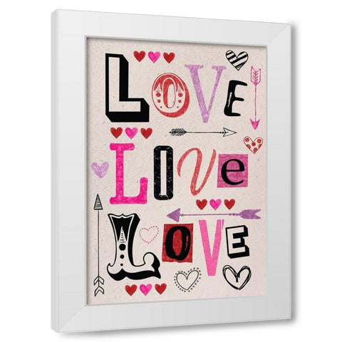 Love Love Love II White Modern Wood Framed Art Print by ND Art