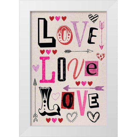 Love Love Love II White Modern Wood Framed Art Print by ND Art