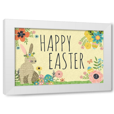 Easter Wishes White Modern Wood Framed Art Print by ND Art