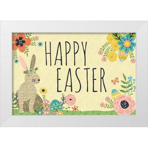 Easter Wishes White Modern Wood Framed Art Print by ND Art