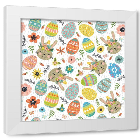 Easter Wishes Pattern I White Modern Wood Framed Art Print by ND Art