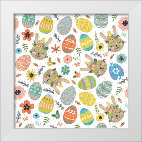Easter Wishes Pattern I White Modern Wood Framed Art Print by ND Art