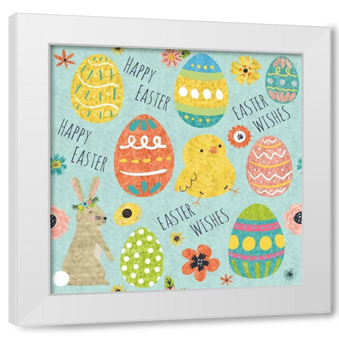 Easter Wishes Pattern III White Modern Wood Framed Art Print by ND Art