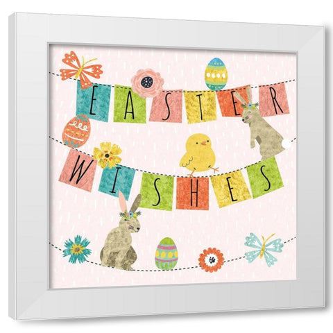 Easter Wishes White Modern Wood Framed Art Print by ND Art