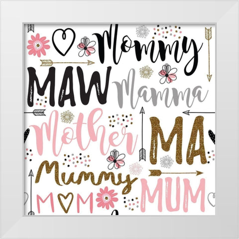 Best Mom Ever Pattern III White Modern Wood Framed Art Print by ND Art