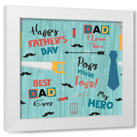Dad Pattern II White Modern Wood Framed Art Print by ND Art