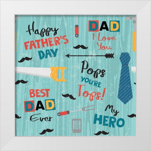 Dad Pattern II White Modern Wood Framed Art Print by ND Art