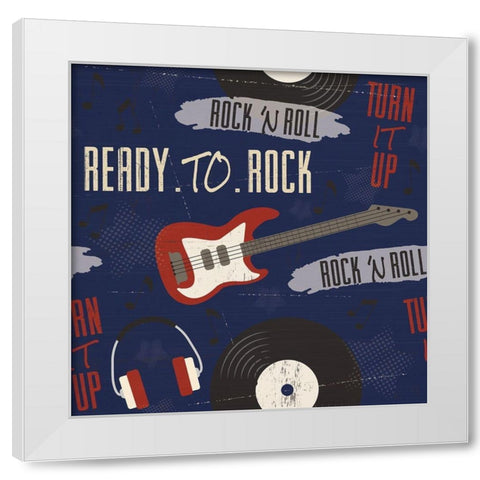 Rock and Roll Americana Pattern II White Modern Wood Framed Art Print by ND Art