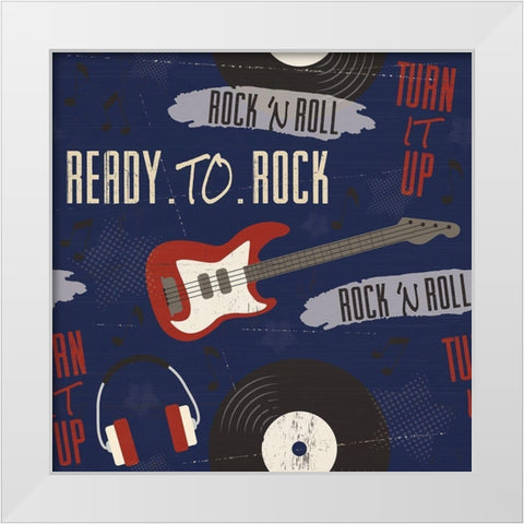 Rock and Roll Americana Pattern II White Modern Wood Framed Art Print by ND Art