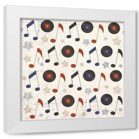 Rock and Roll Americana Pattern III White Modern Wood Framed Art Print by ND Art