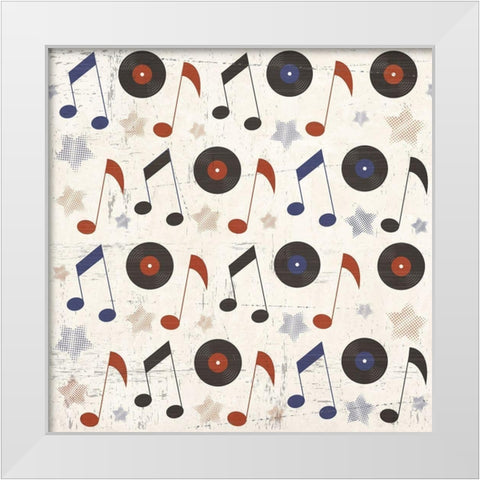 Rock and Roll Americana Pattern III White Modern Wood Framed Art Print by ND Art