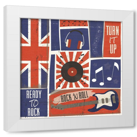 Rock and Roll Americana Pattern IV White Modern Wood Framed Art Print by ND Art