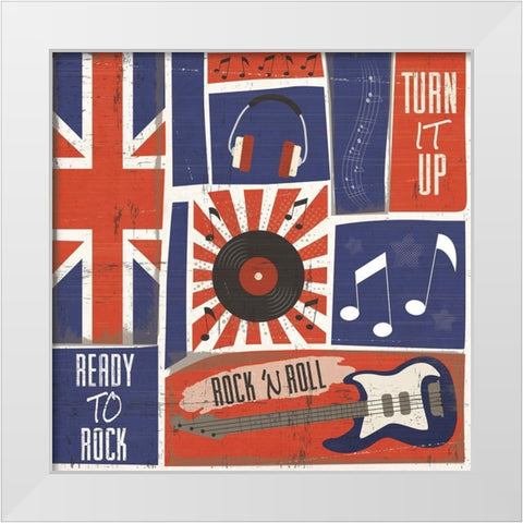 Rock and Roll Americana Pattern IV White Modern Wood Framed Art Print by ND Art