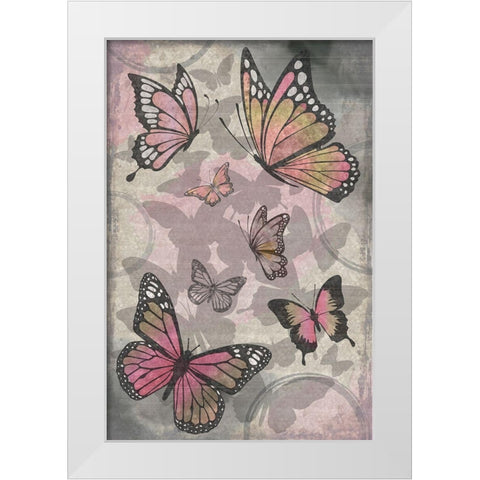 Butterflies III White Modern Wood Framed Art Print by ND Art