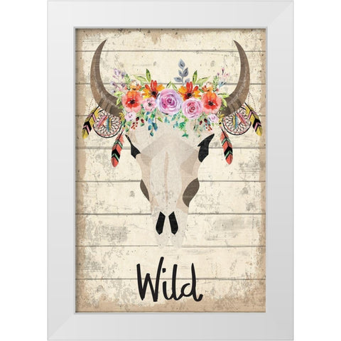 Wild White Modern Wood Framed Art Print by ND Art