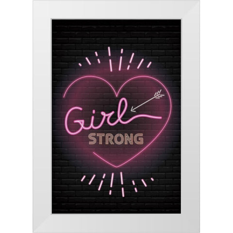 Girl Strong White Modern Wood Framed Art Print by ND Art