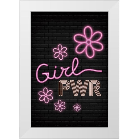 Girl Pwr White Modern Wood Framed Art Print by ND Art