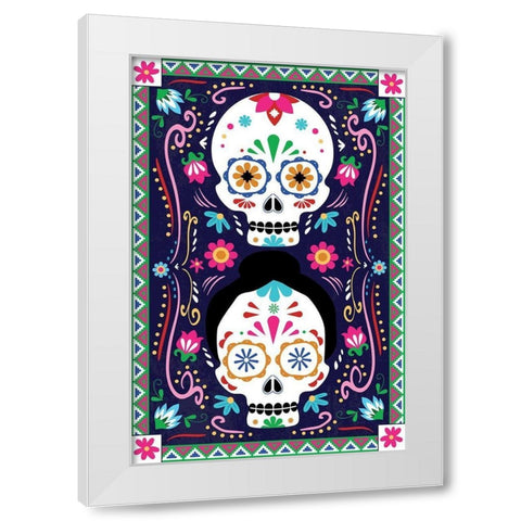 Day of the Dead White Modern Wood Framed Art Print by ND Art