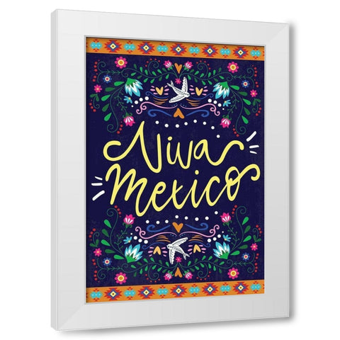 Viva Mexico White Modern Wood Framed Art Print by ND Art
