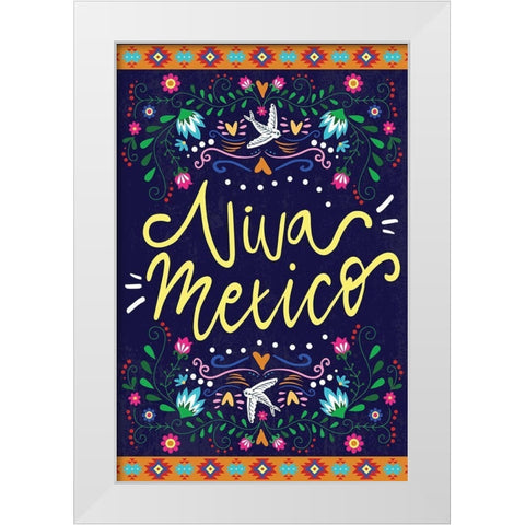 Viva Mexico White Modern Wood Framed Art Print by ND Art
