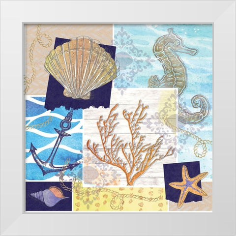 Coastal Shores Pattern I White Modern Wood Framed Art Print by ND Art