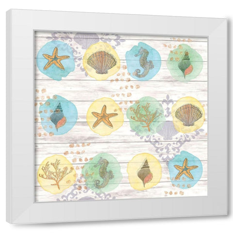 Coastal Shores Pattern II White Modern Wood Framed Art Print by ND Art