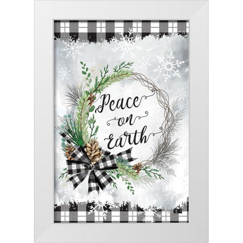 Peace on Earth White Modern Wood Framed Art Print by ND Art