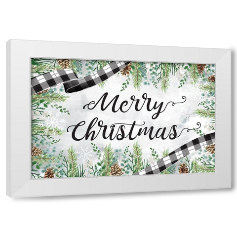 Merry Christmas White Modern Wood Framed Art Print by ND Art
