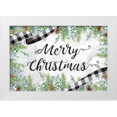Merry Christmas White Modern Wood Framed Art Print by ND Art