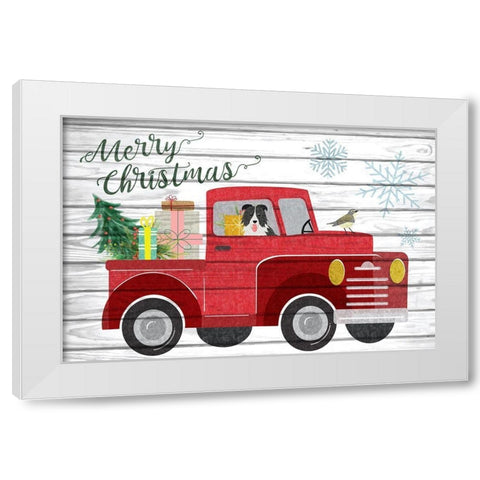 Merry Christmas White Modern Wood Framed Art Print by ND Art