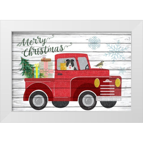 Merry Christmas White Modern Wood Framed Art Print by ND Art