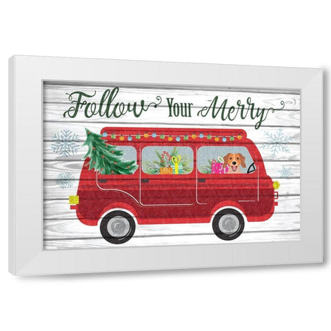 Follow Your Merry White Modern Wood Framed Art Print by ND Art